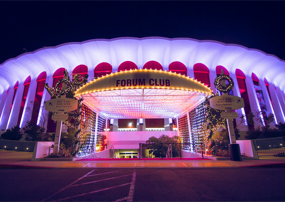Programmable Christmas Lighting at The Forum in Inglewood, CA - Done by Mobile Illumination